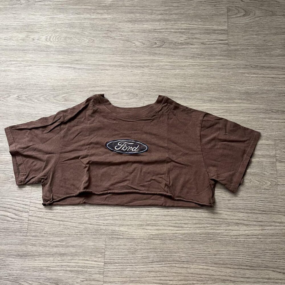 Forever 21 Women's Brown and Burgundy Crop-top